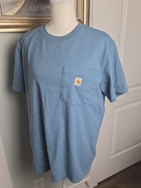 Carhartt Light Blue Short-Sleeve Pocket Tee Size Large (12-14)